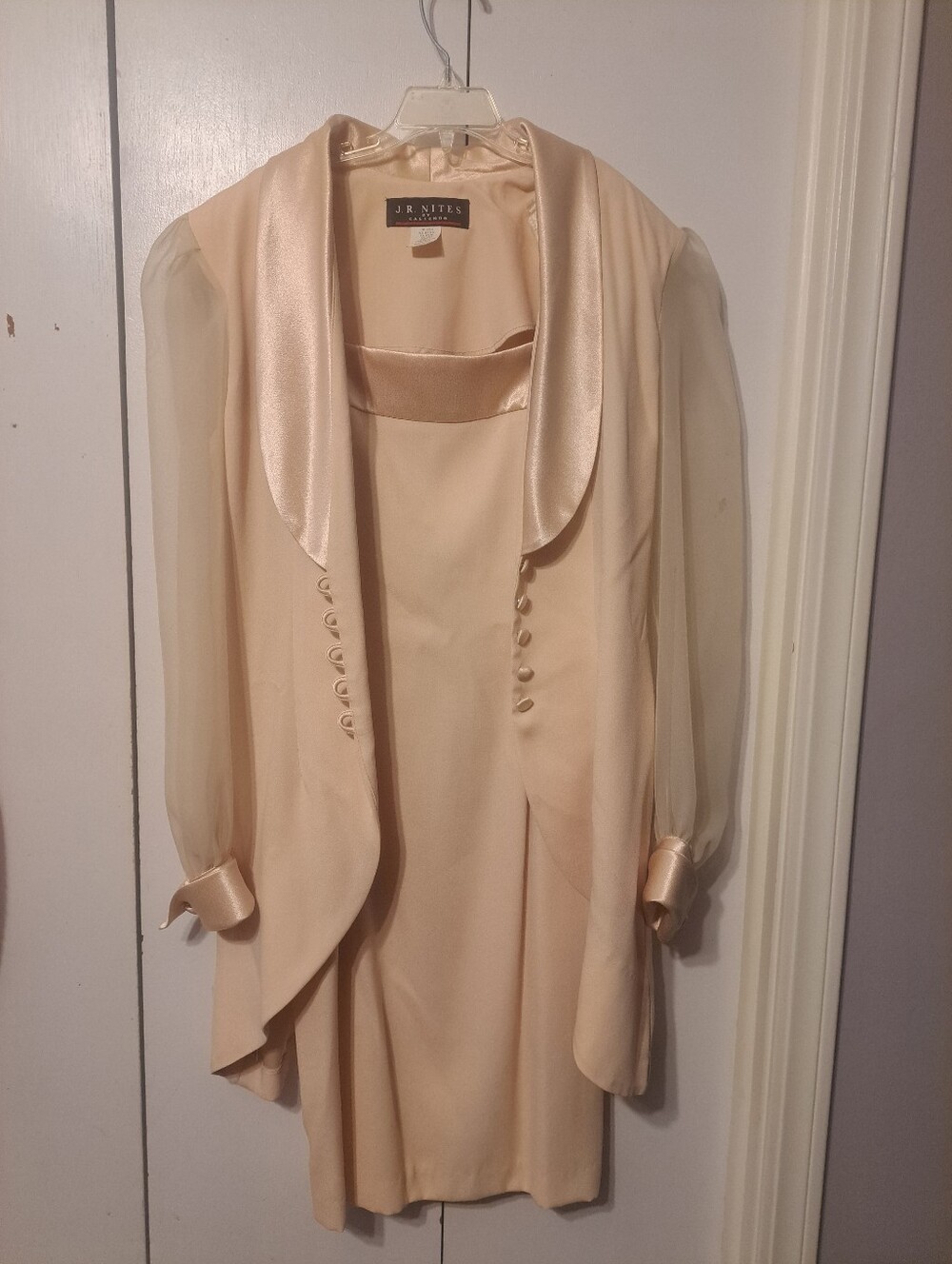 J.R. Nites Women's Blush Pink/Cream Satin-Trim Wedding Dress
